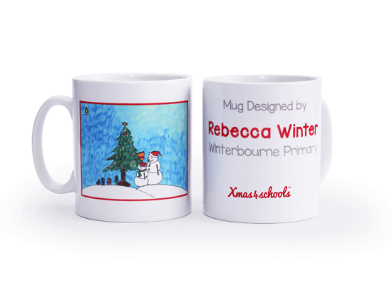 Christmas mugs made by primary school children